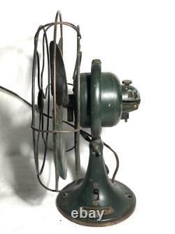 Vintage GE General Electric Oscillating Fan Small Size Wire Cage OD Green Works