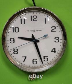 Vintage GE General Electric Telechron Wall Clock School Works CHAMPAGNE Exct