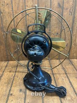 Vintage GE Kidney Bowl Oscillating Electric Trunnion Mount 16 Brass Fan 891718