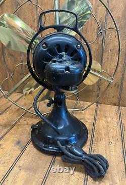 Vintage GE Kidney Bowl Oscillating Electric Trunnion Mount 16 Brass Fan 891718