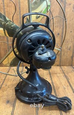 Vintage GE Kidney Bowl Oscillating Electric Trunnion Mount 16 Brass Fan 891718