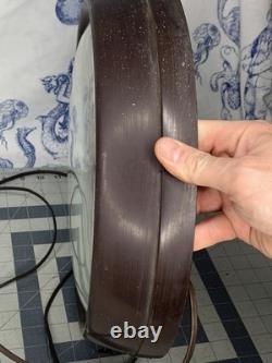 Vintage GE Red Eye School Wall Clock General Electric 1H1612 14-1/2 Works