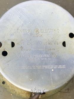 Vintage GE Red Eye School Wall Clock General Electric 1H1612 14-1/2 Works