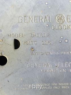 Vintage GE Red Eye School Wall Clock General Electric 1H1612 14-1/2 Works