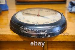 Vintage GE Red Eye School Wall Clock General Electric Working Antique glass