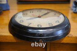 Vintage GE Red Eye School Wall Clock General Electric Working Antique glass