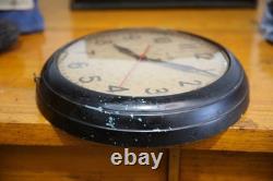 Vintage GE Red Eye School Wall Clock General Electric Working Antique glass