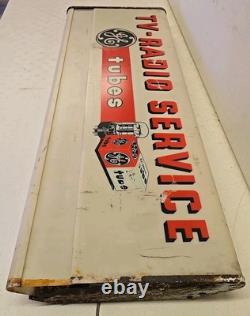 Vintage GE Tubes TV-Radio Service Lighted Can Sign General Electric For Repair