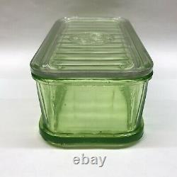 Vintage GENERAL ELECTRIC GE Glass Refrigerator Container green & clear