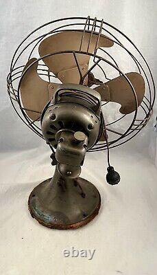 Vintage GENERAL ELECTRIC GE Oscillating Fan 1930-40s 14 Brass Tested/Works