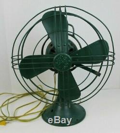 Vintage Ge Fan Green 12'' 75423 272618-1 Oscillating 3 Speed General Electric