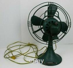 Vintage Ge Fan Green 12'' 75423 272618-1 Oscillating 3 Speed General Electric