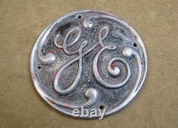 Vintage Ge General Electric 4.5 Brass Chrome Plate Emblem Sign Badge Plaque Logo