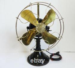Vintage Ge General Electric Fan Brass Blade/cage Works Great Big Motor Yoke 1901