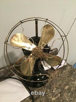 Vintage Ge General Electric Fan Brass Blade/cage Works Great Big Motor Yoke 1910