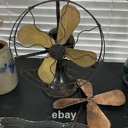 Vintage Ge General Electric Fan Brass Copper Blade Cage Works Great Auu 34017