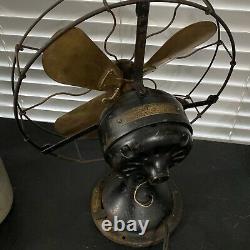 Vintage Ge General Electric Fan Brass Copper Blade Cage Works Great Auu 34017