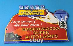 Vintage General Elec Sign Edison Auto Light Bulb Lamps Porcelain Gas Pump Sign