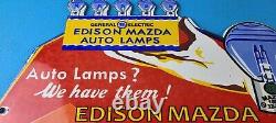 Vintage General Elec Sign Edison Auto Light Bulb Lamps Porcelain Gas Pump Sign