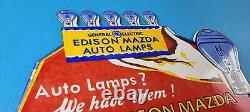 Vintage General Elec Sign Edison Auto Light Bulb Lamps Porcelain Gas Pump Sign