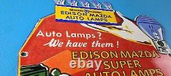 Vintage General Elec Sign Edison Auto Light Bulb Lamps Porcelain Gas Pump Sign