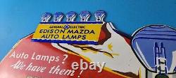 Vintage General Elec Sign Edison Auto Light Bulb Lamps Porcelain Gas Pump Sign