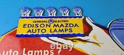 Vintage General Elec Sign Edison Auto Light Bulb Lamps Porcelain Gas Pump Sign