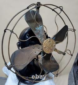 Vintage General Electric 12 Brass Blade 3 Speed Desk Fan. #509803 WORKS