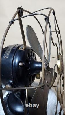 Vintage General Electric 12 Brass Blade 3 Speed Desk Fan. #509803 WORKS