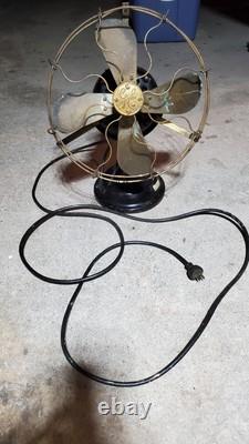 Vintage General Electric 12 Brass Blade 3 Speed Desk Fan. #509803 WORKS
