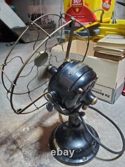 Vintage General Electric 12 Brass Blade 3 Speed Desk Fan. #509803 WORKS