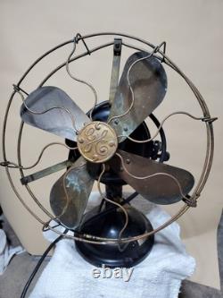 Vintage General Electric 12 Brass Blade 3 Speed Desk Fan. #509803 WORKS