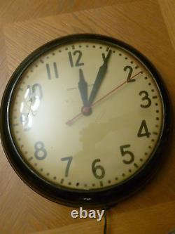 Vintage General Electric 15 Round Industrial Wall Clock with Curved Glass