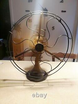 Vintage General Electric 16 Brass Blade Oscillating Fan In Working Condition