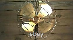 Vintage General Electric 1940s Vortalex Oscillating Pedestal Fan. Art Deco