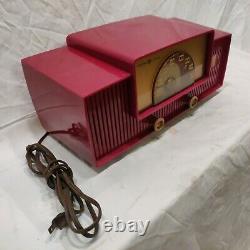 Vintage General Electric 429 Red Plastic Mid Century Modern Dial Beam Tube Radio