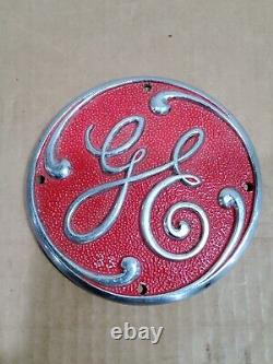 Vintage General Electric 5.5 Script Logo GE Industrial Brass Style Aluminum Plaq