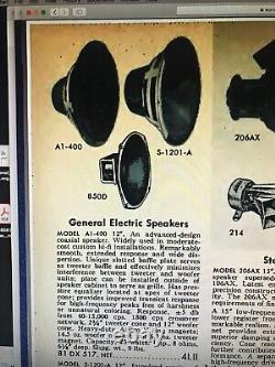 Vintage General Electric A1-400 Golden Coax 12 Coaxial Speaker 8 ohms 25 watts