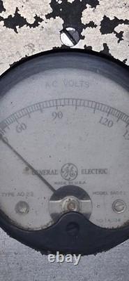 Vintage General Electric AC/DC Test Panel w Gauges Industrial Steampunk Lab