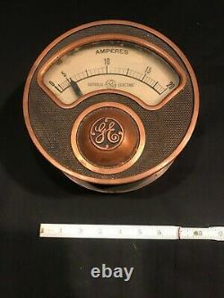 Vintage General Electric Amp Meter Electrical Gauge Steam Punk GE