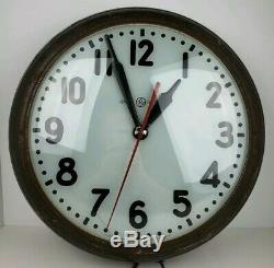 Vintage General Electric Art Deco Industrial Light Up Wall Clock Reverse Painted