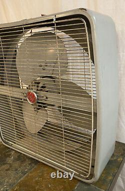 Vintage General Electric Art deco GE Floor Box Fan Auto Thermostat In/Out WORKS