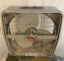 Vintage General Electric Art deco GE Floor Box Fan Auto Thermostat In/Out WORKS