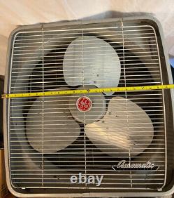 Vintage General Electric Art deco GE Floor Box Fan Auto Thermostat In/Out WORKS