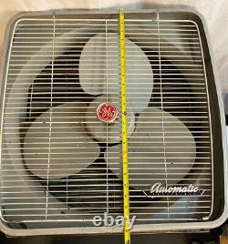 Vintage General Electric Art deco GE Floor Box Fan Auto Thermostat In/Out WORKS