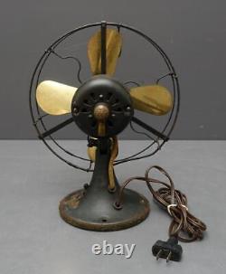 Vintage General Electric Black Whiz 9.5 Cage 4 Brass Blade Tabletop Fan Working