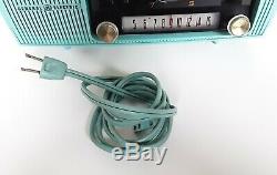 Vintage General Electric C-416C Turquoise Working Clock Tube Radio 1958 Retro