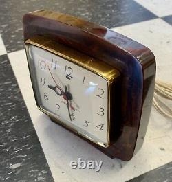Vintage General Electric Catalin Alarm Clock Brown Art Deco