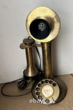 Vintage General Electric Company Brass Candlestick Telephone Rotary Dial