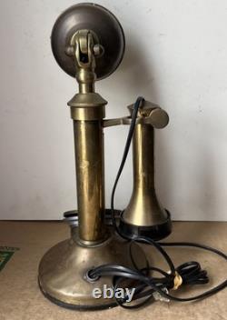 Vintage General Electric Company Brass Candlestick Telephone Rotary Dial